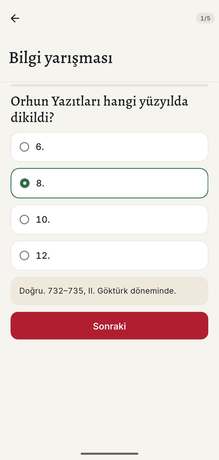 Bilgi yarışması: Orhun Yazıtları sorusu